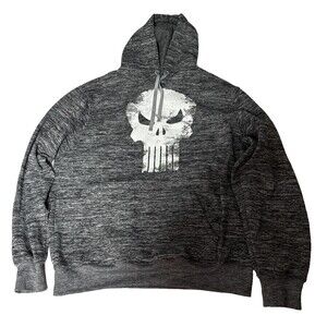 Marvel Punisher Pullover Sweatshirt Hoodie Mens X-Large Black And Gray Y2K